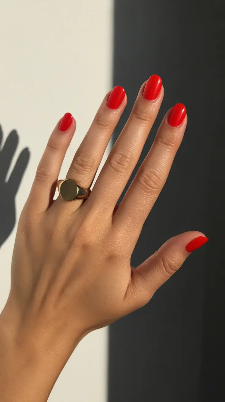 simple nail designs 2026 Classic Red With a Modern Minimal Mood