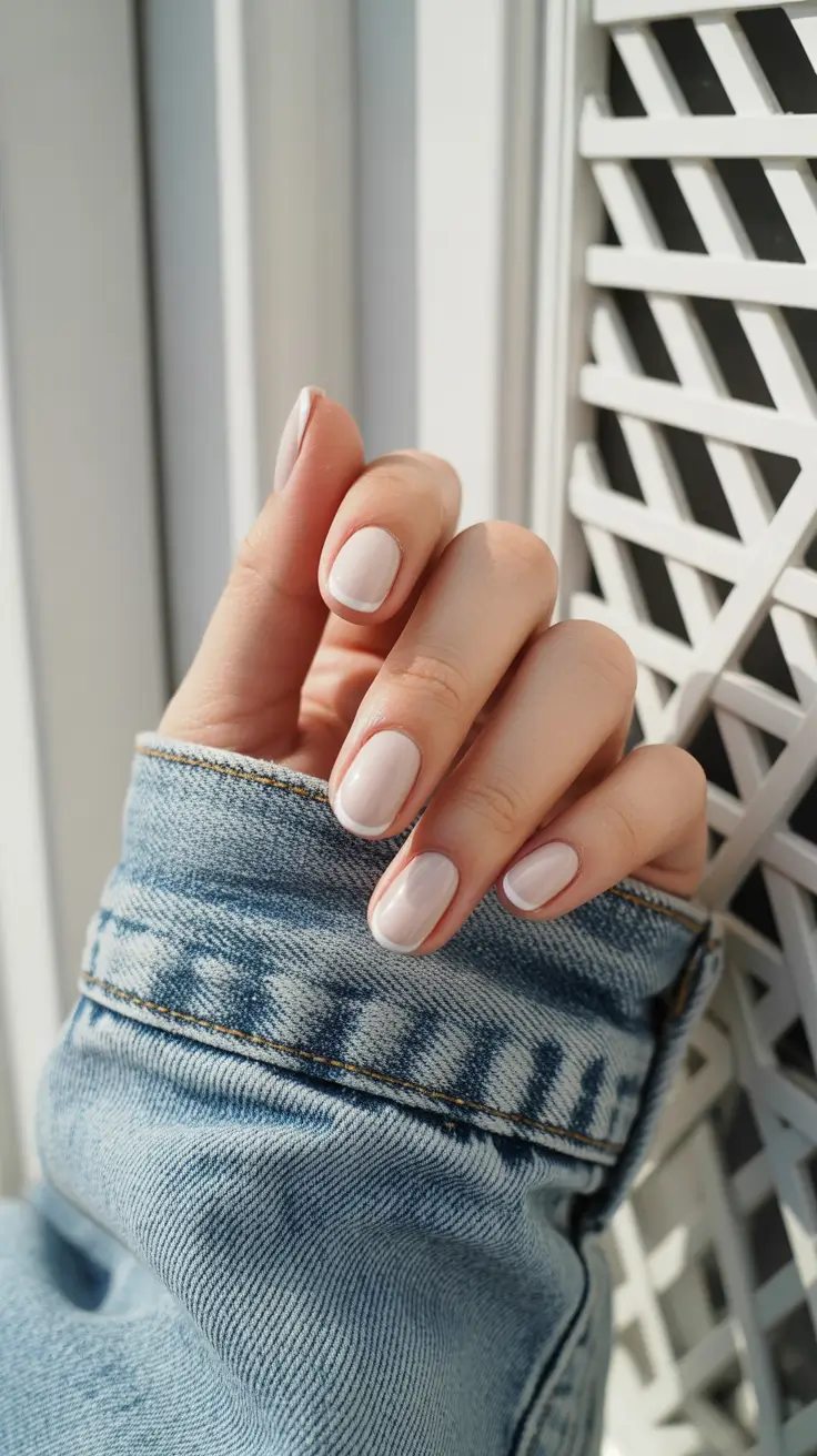 simple nail designs 2026 Clean Soft-White Short Nails for Everyday Lightness