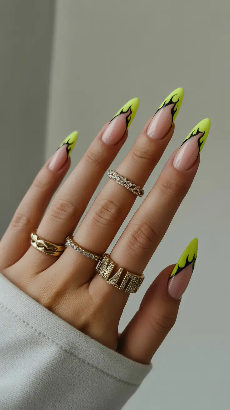 stiletto-nails-designs-2026-Neon-Flames-on-Nude-Glow