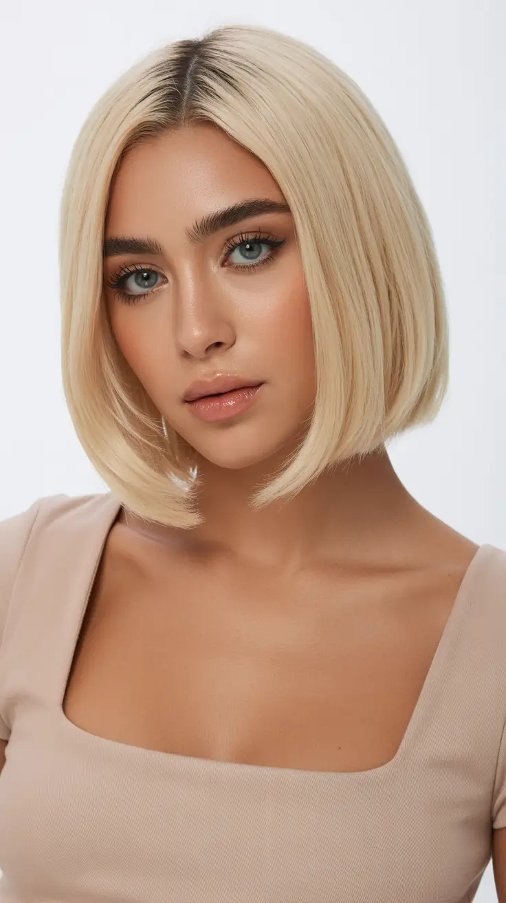 Stylish bob cuts for women 2026 Minimal Blonde Bob with Clean Geometry