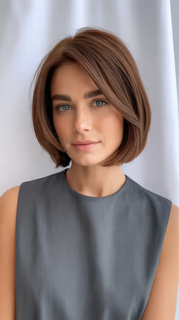 Stylish bob cuts for women 2026 Polished Chestnut Bob with Subtle Angles