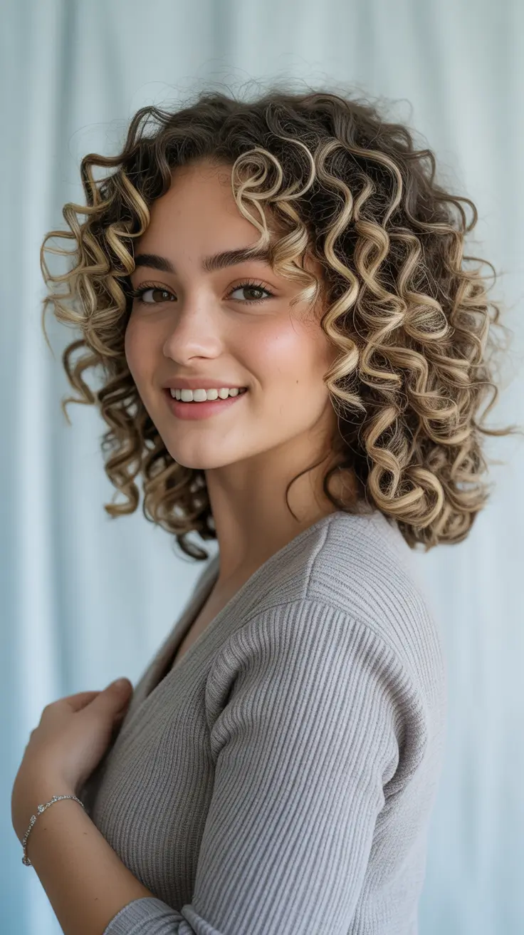 curly hairstyles Defined Honey Coil Bob with Natural Volume