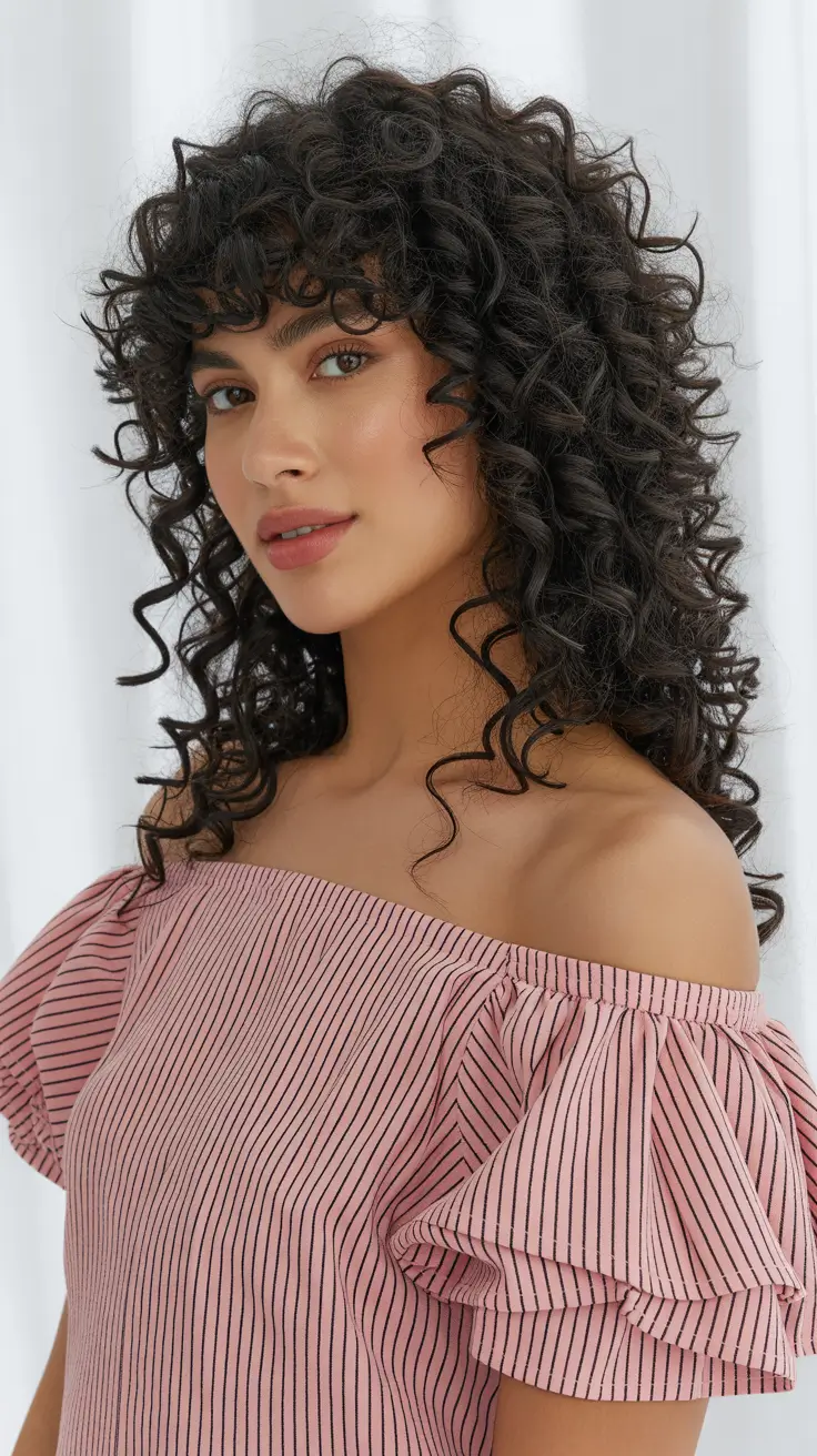 curly hairstyles 2026 Tight Spirals with Soft Baby Fringe