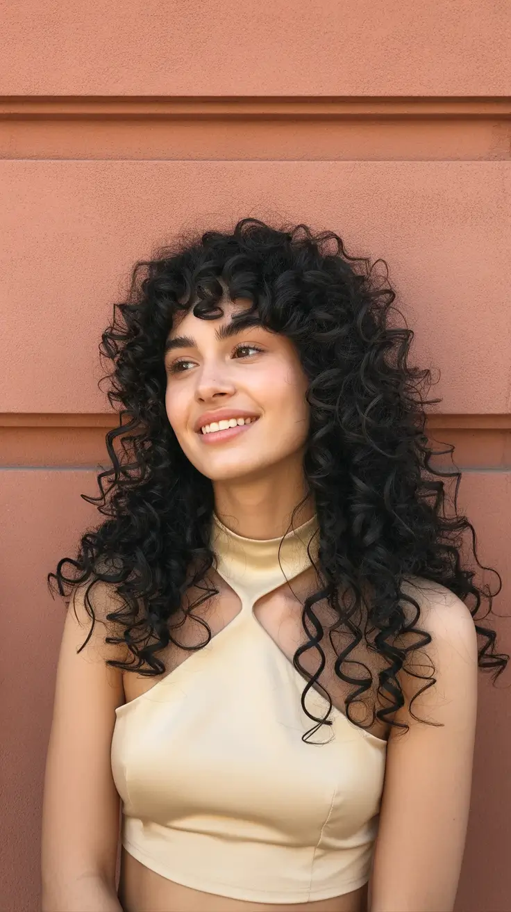 curly hairstyles 2026 Voluminous Defined Curls with Face-Framing Spirals