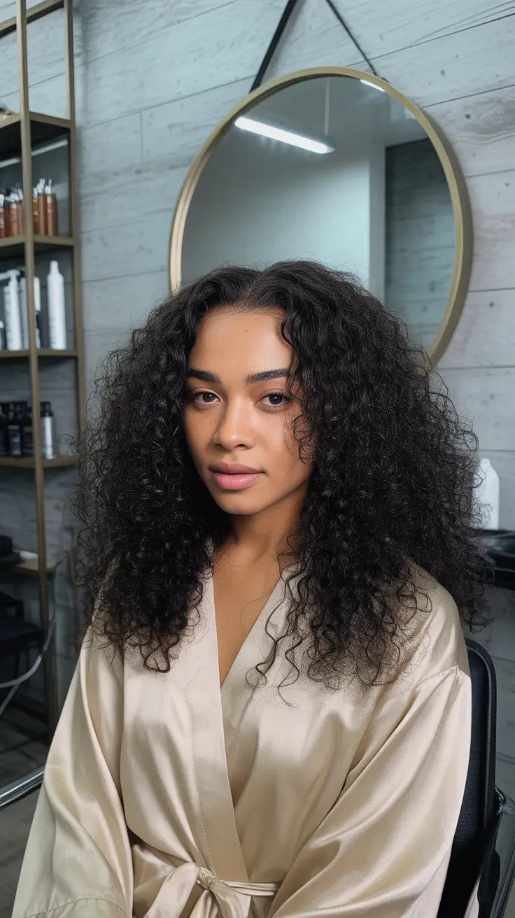 curly hairstyles Full Natural Volume with Middle-Parted Texture