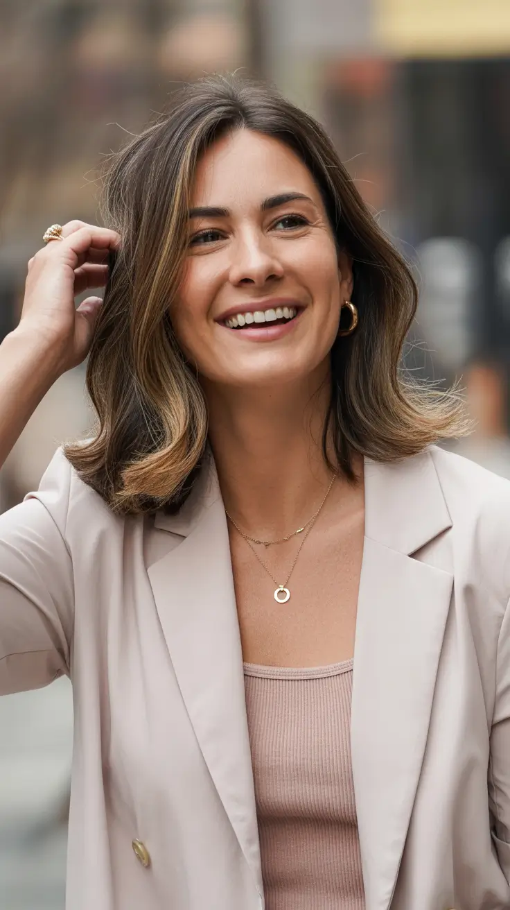 Textured Medium Lob haircuts for women over 40 2026