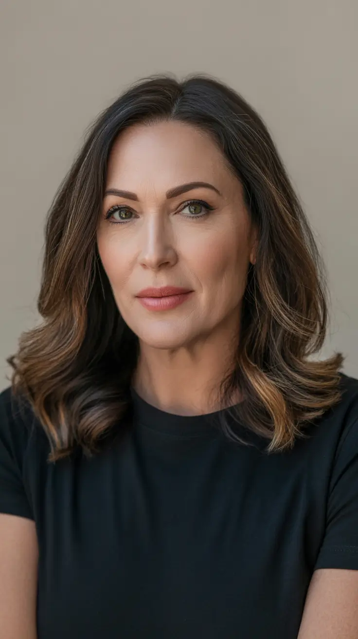 Polished Medium Layered Lob haircuts for women over 40 brunette 2026