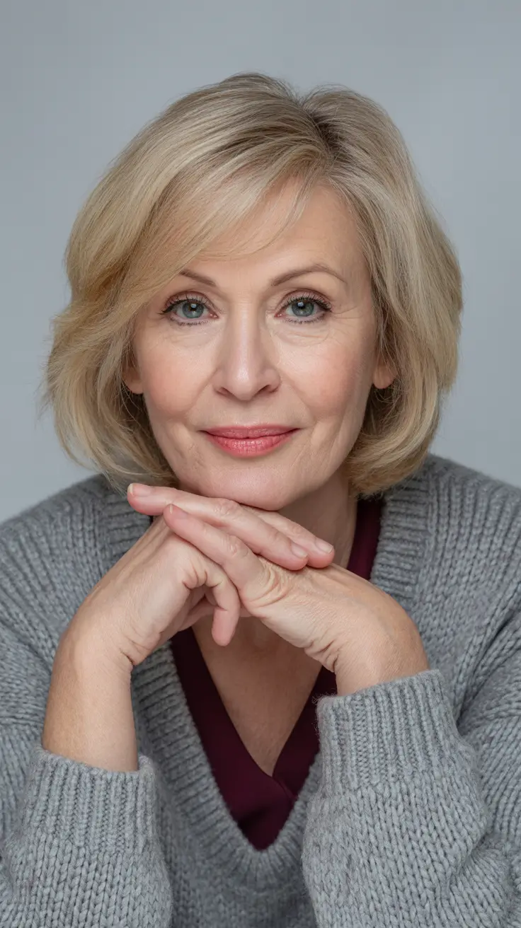 haircuts for women over 60 fine hair Golden Layered Bob with Light Volume