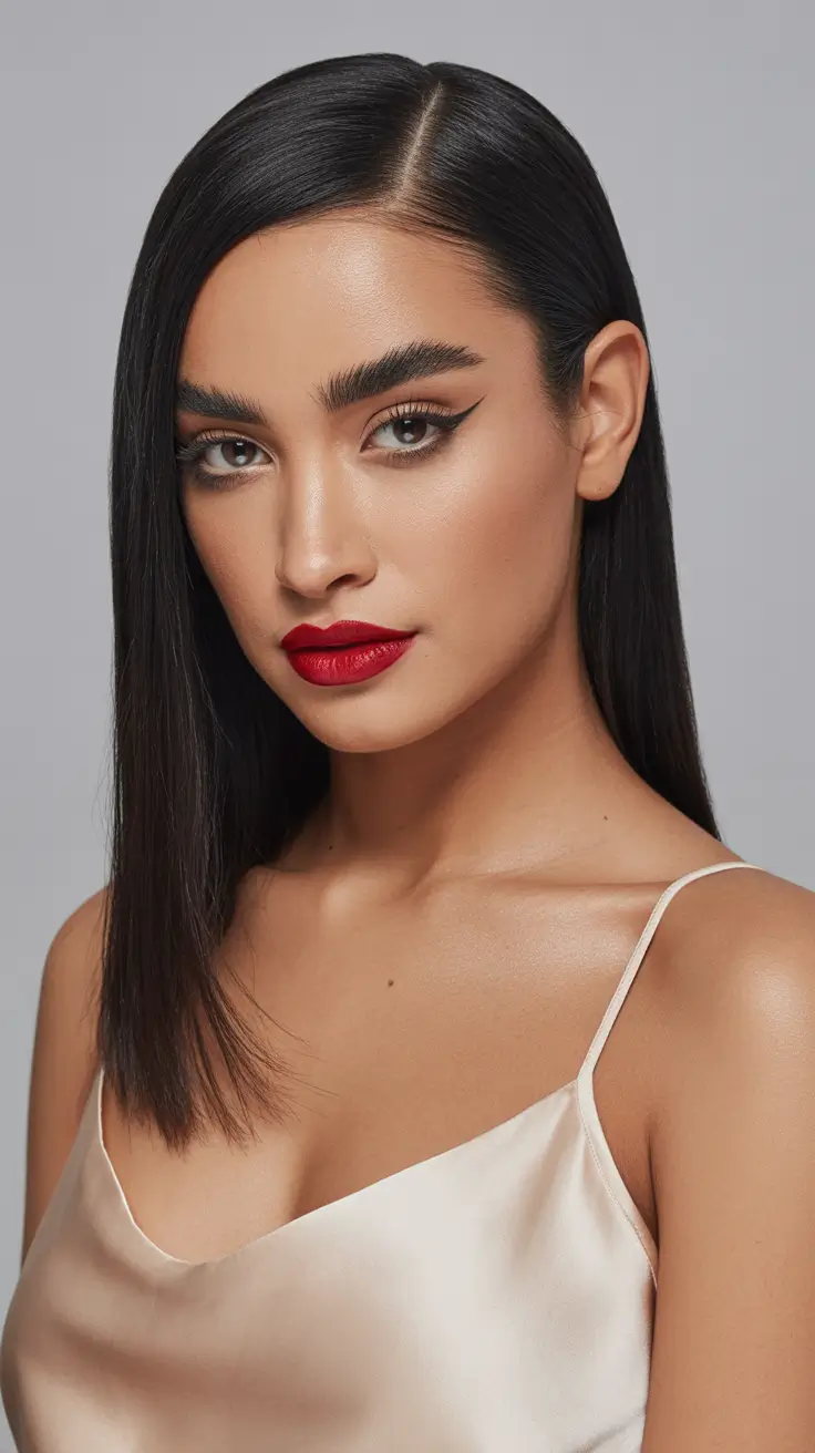 Stylish Medium Length Haircuts 2026 Glossy Perfection The Sleek Side Part