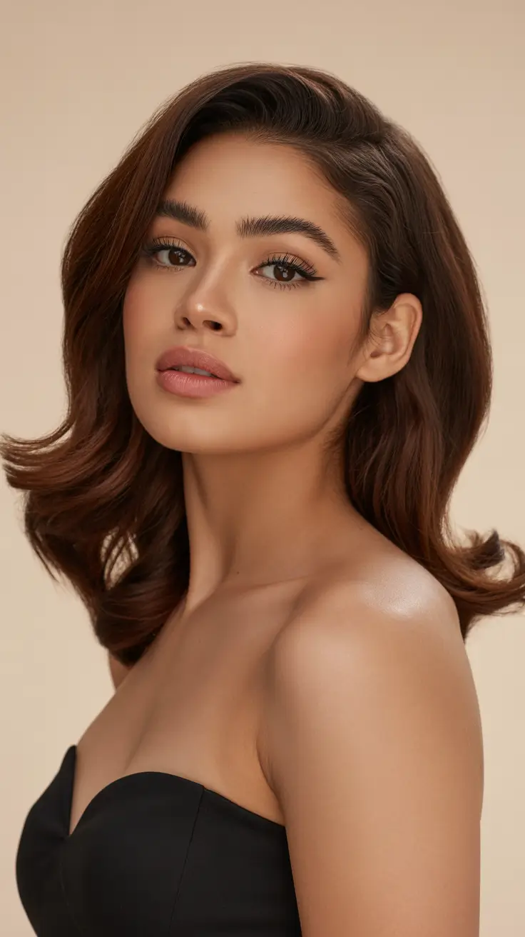 Stylish Medium Length Haircuts 2026 Timeless Glamour Polished Side Sweep