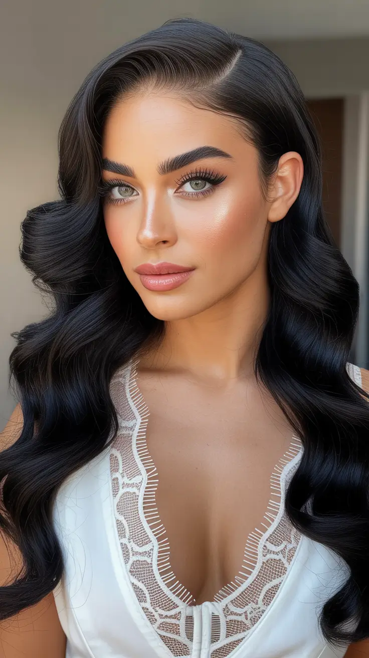 Stylish side-parted hairstyle 2026 Deep Side Part With Glossy Defined Waves