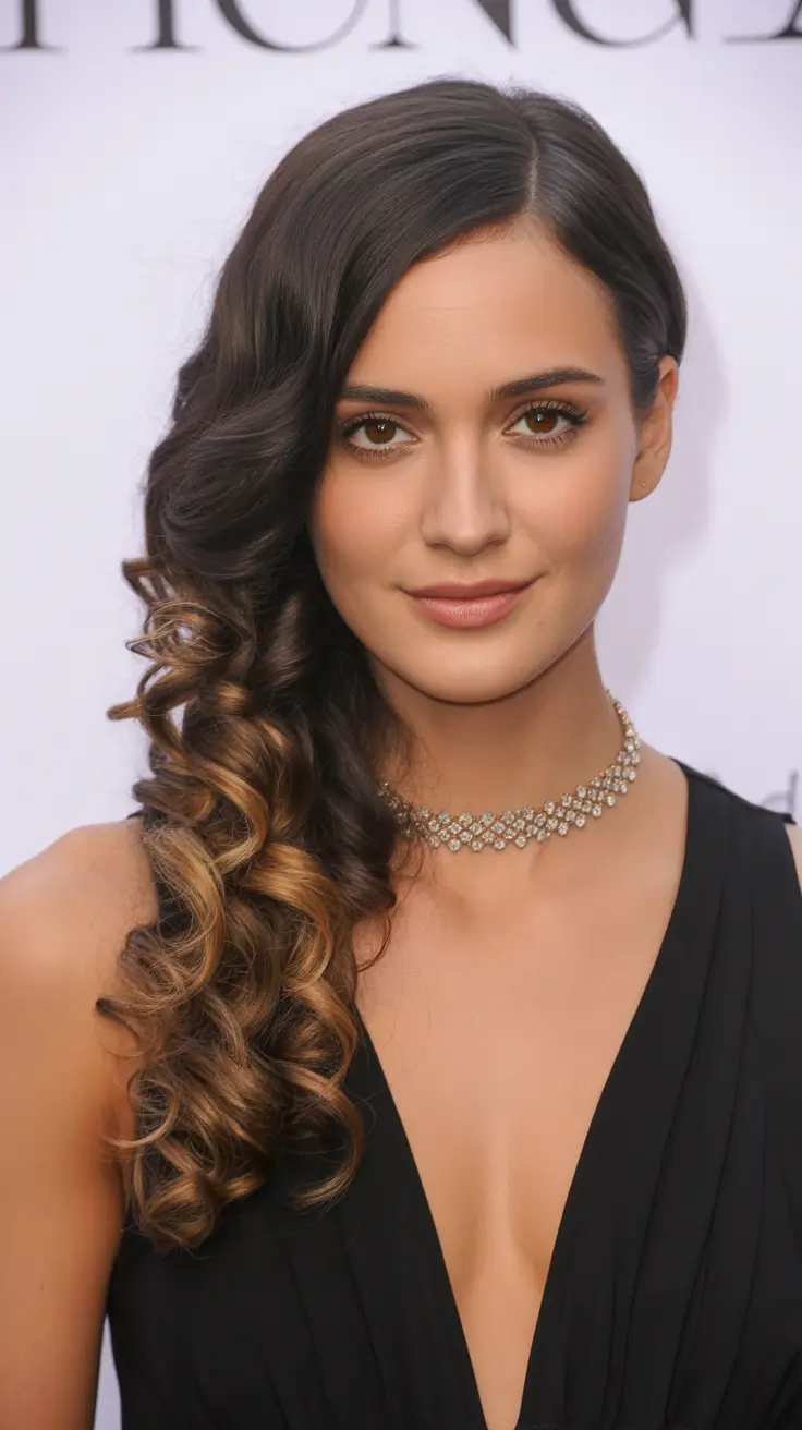 Stylish side-parted hairstyle 2026 Old-Hollywood Side Part With Defined Curls