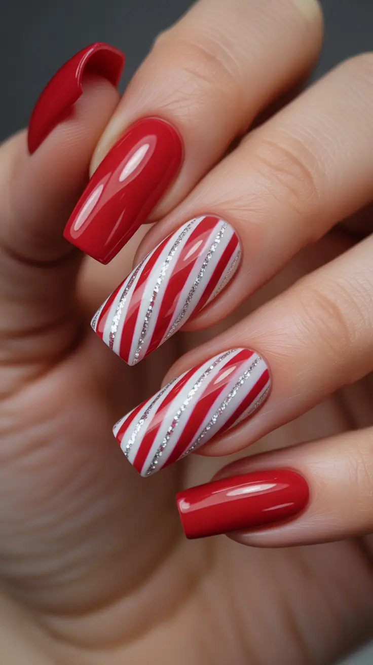 trending nail colors 2026 Peppermint Swirl Shine