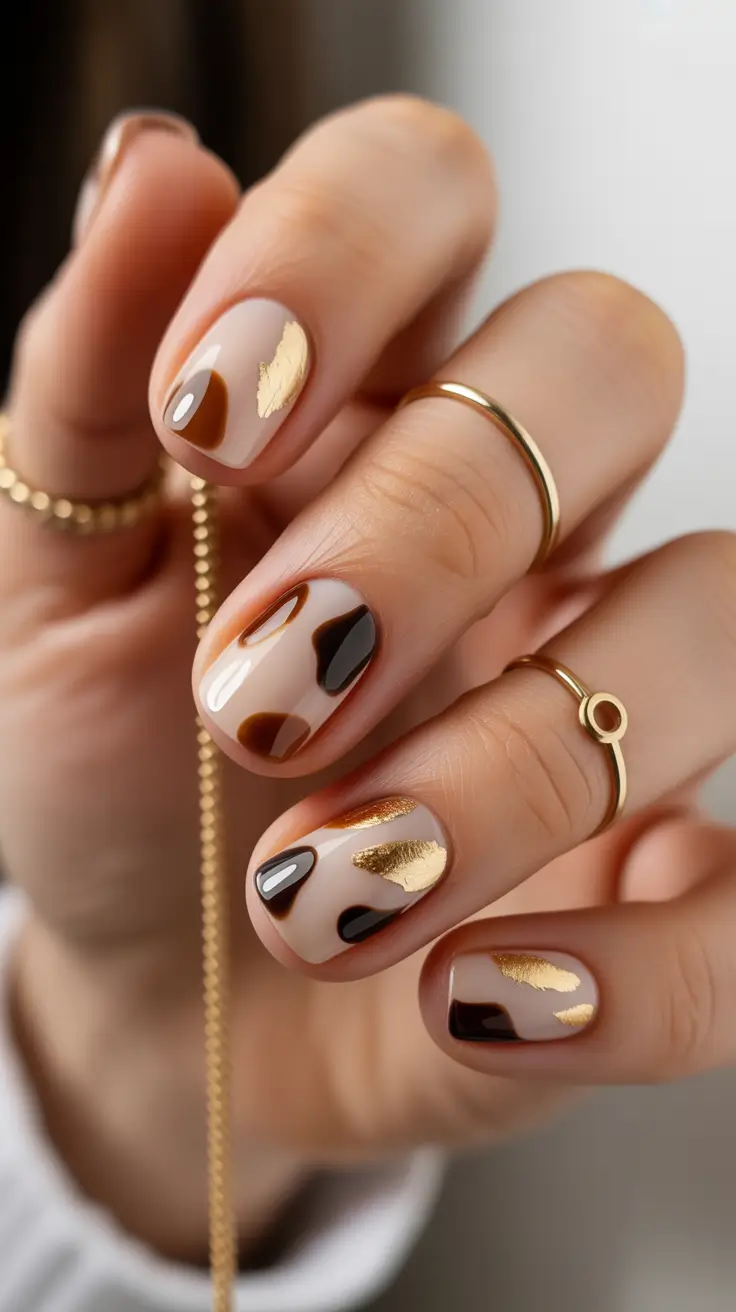 trending nail colors 2026 Golden Tortoiseshell Neutrals