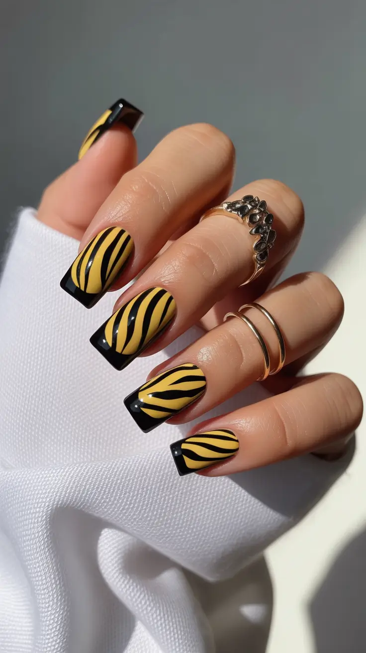 trending nail colors 2026 Tiger Stripe Energy