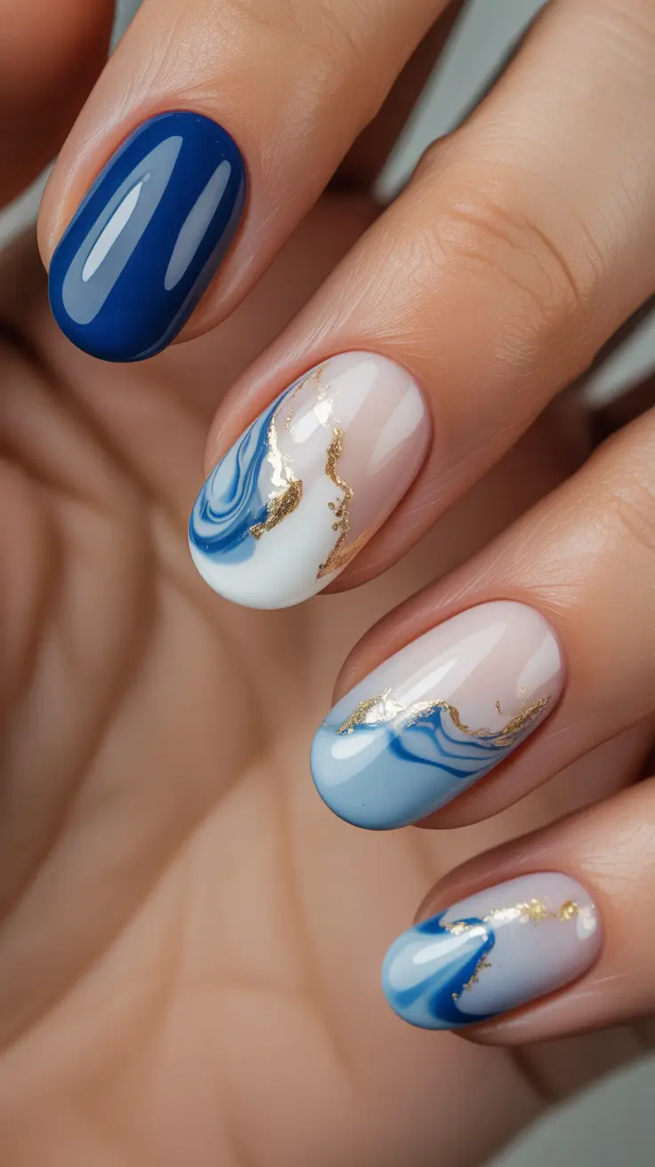 trending nail colors 2026 Ocean Marble Serenity