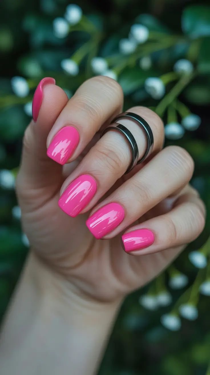 trending nail colors 2026 Glossy Pink Bloom