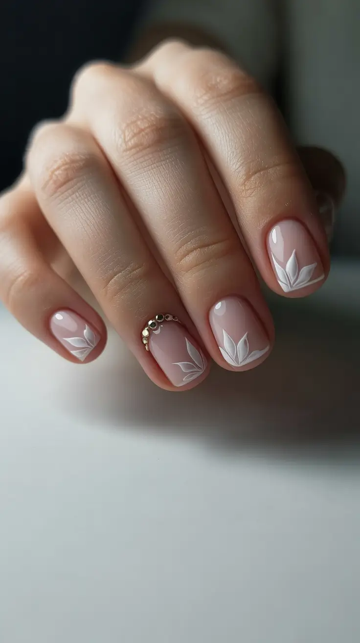 trending nail inspo 2026 White Petal Garden Glow