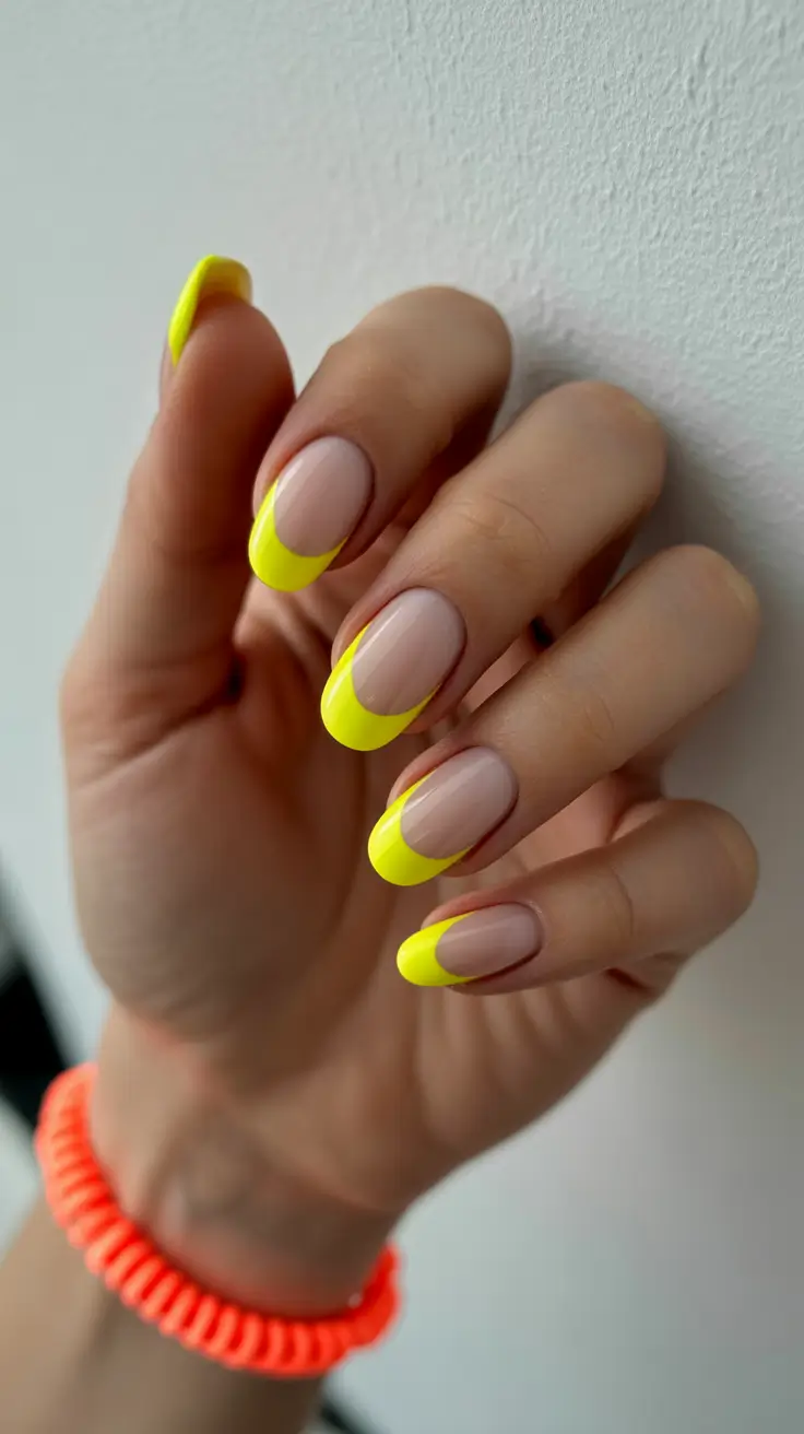 trending nail inspo 2026 Neon Citrus French Pop