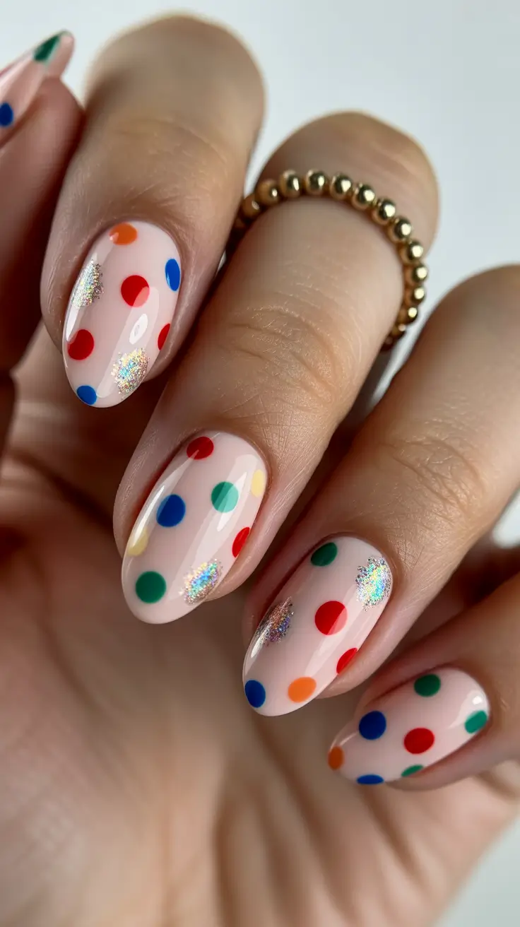 Trendy almond nails 2026 Playful Confetti Almond Art