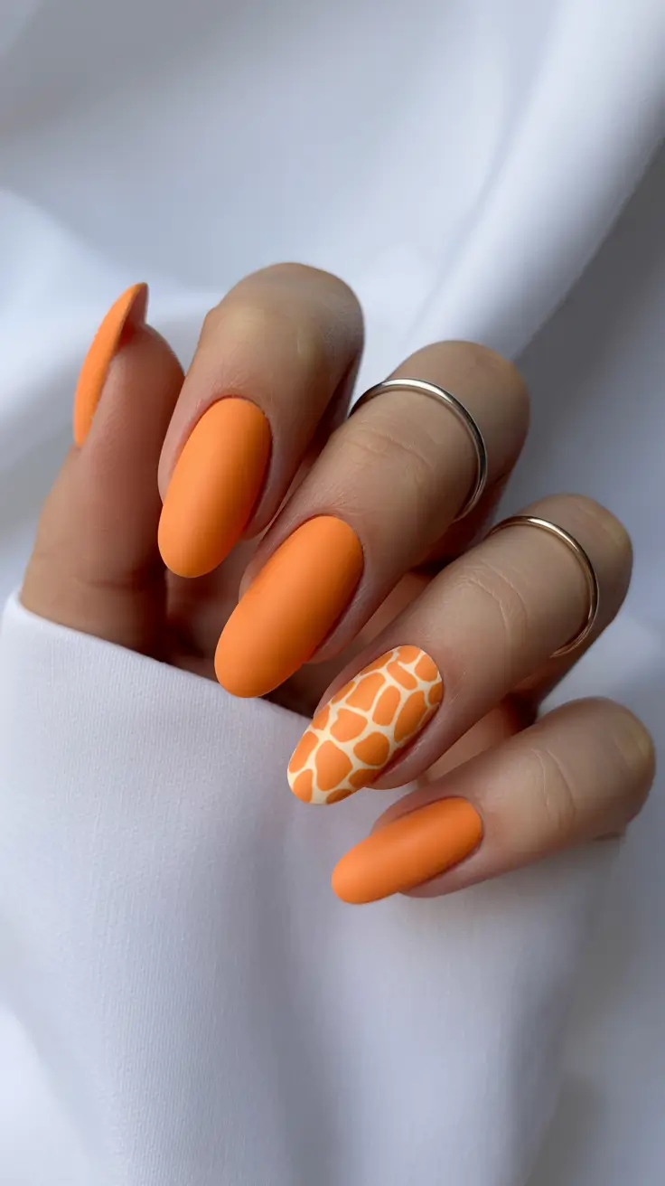 Trendy almond nails 2026 Citrus Matte Almond Pop