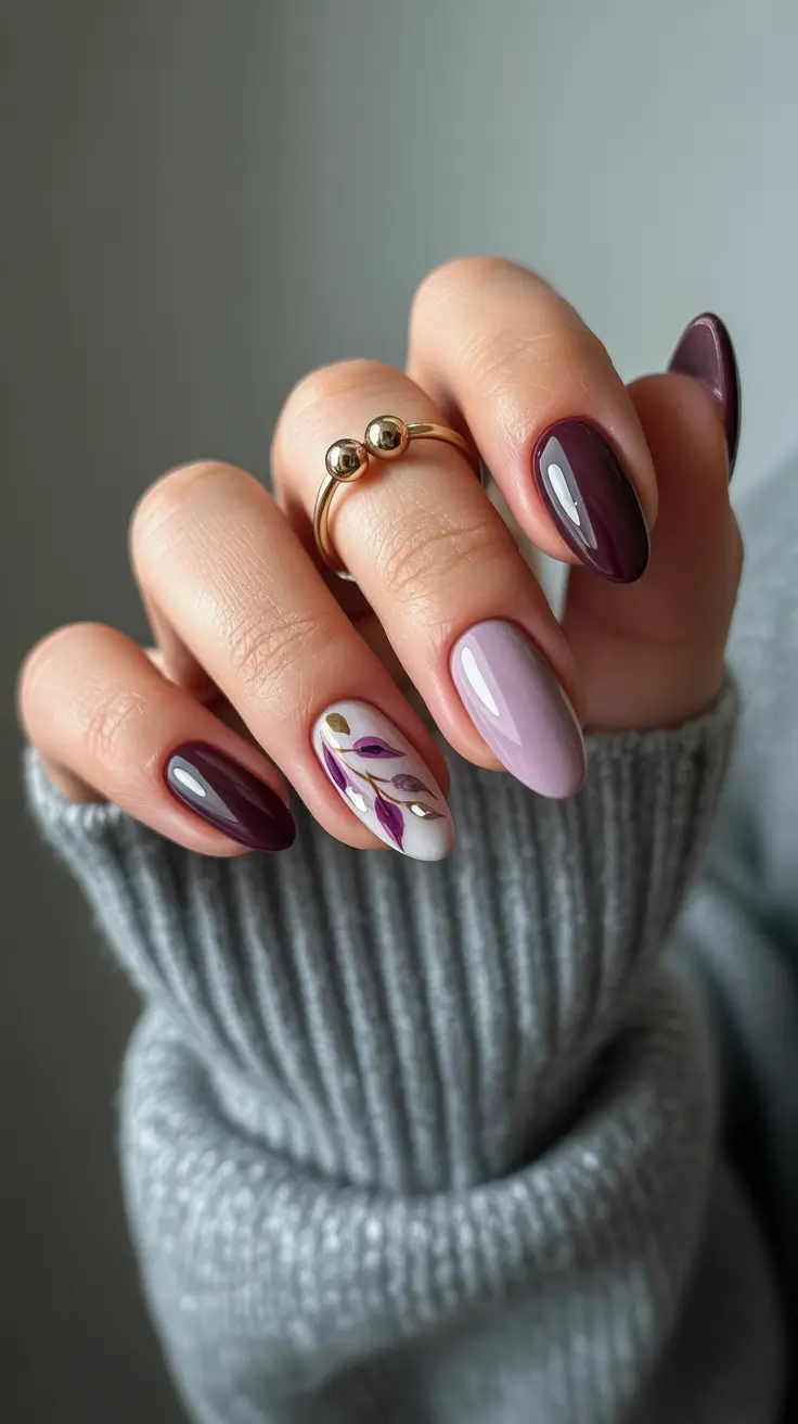 Trendy almond nails 2026 Berry-Mauve Almond Elegance