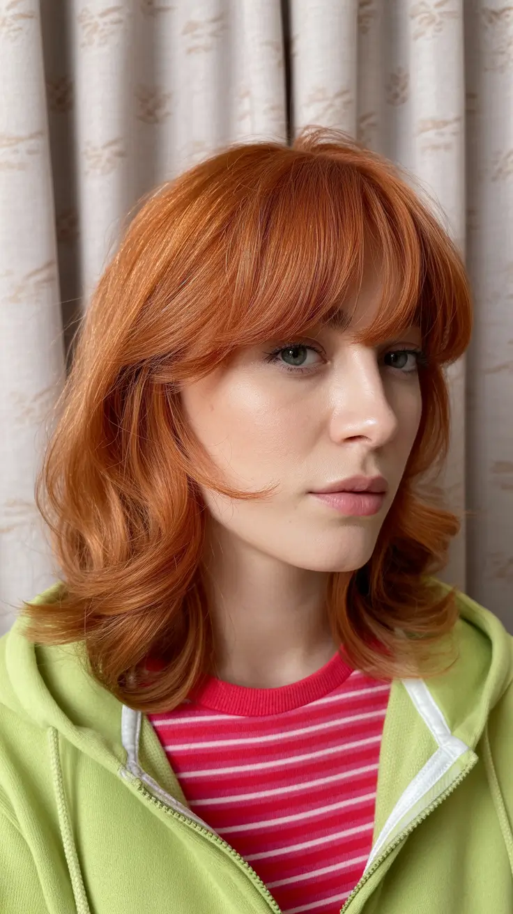 haircuts with bangs 2026 Rusty Sunset Layers