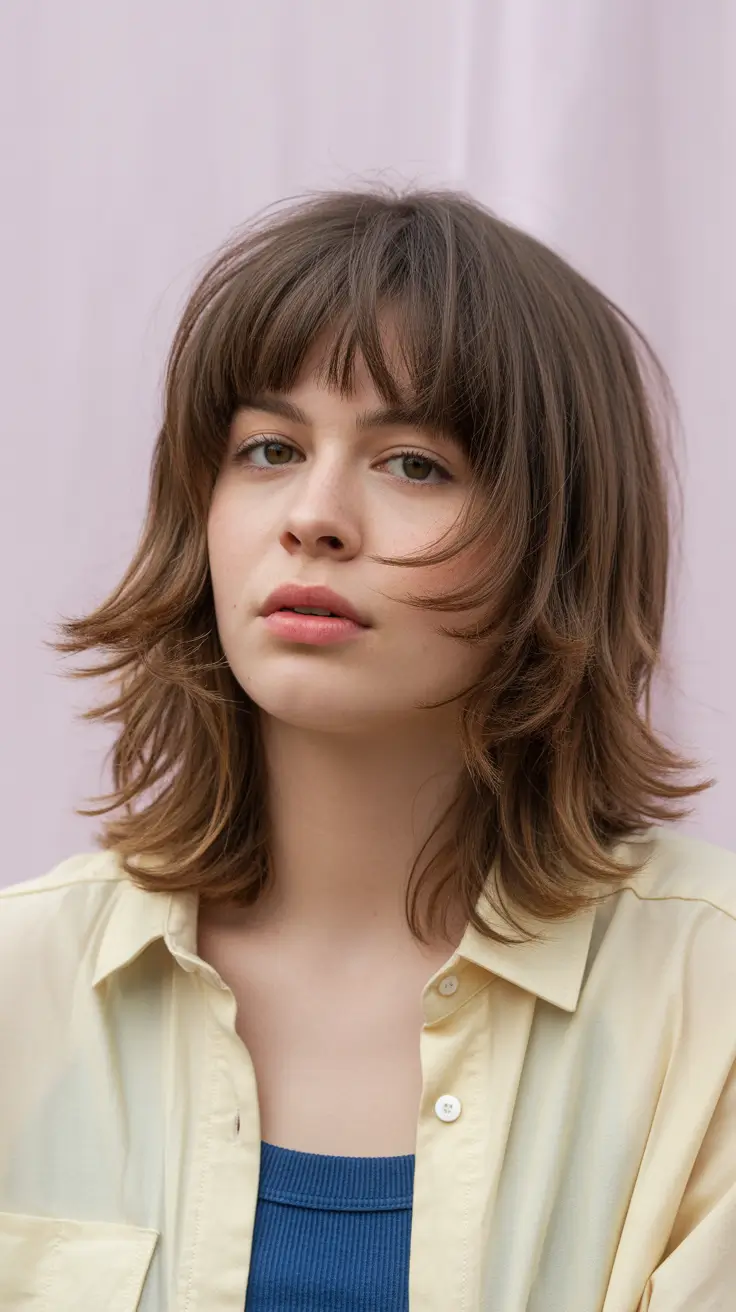 haircuts with bangs 2026 Soft Midi Feather Cut