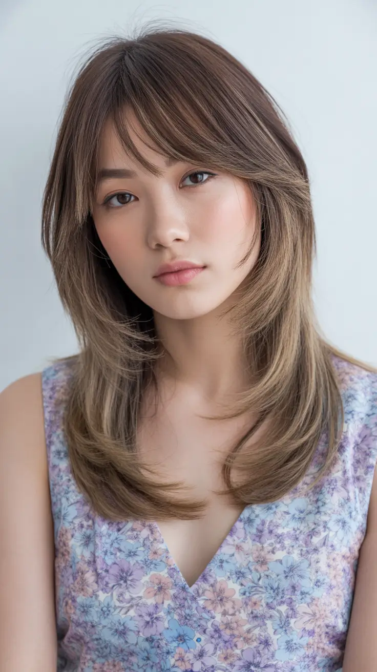 haircuts with bangs 2026 Layered Korean-Inspired Elegance