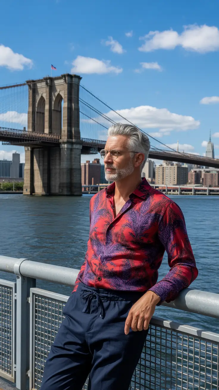 Trendy Outfits for Men Over 50 2026 Bold Prints