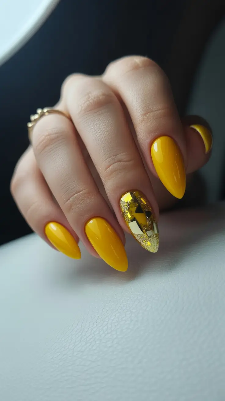 yellow nails trend 2026 Golden Mosaic Citrus Shine