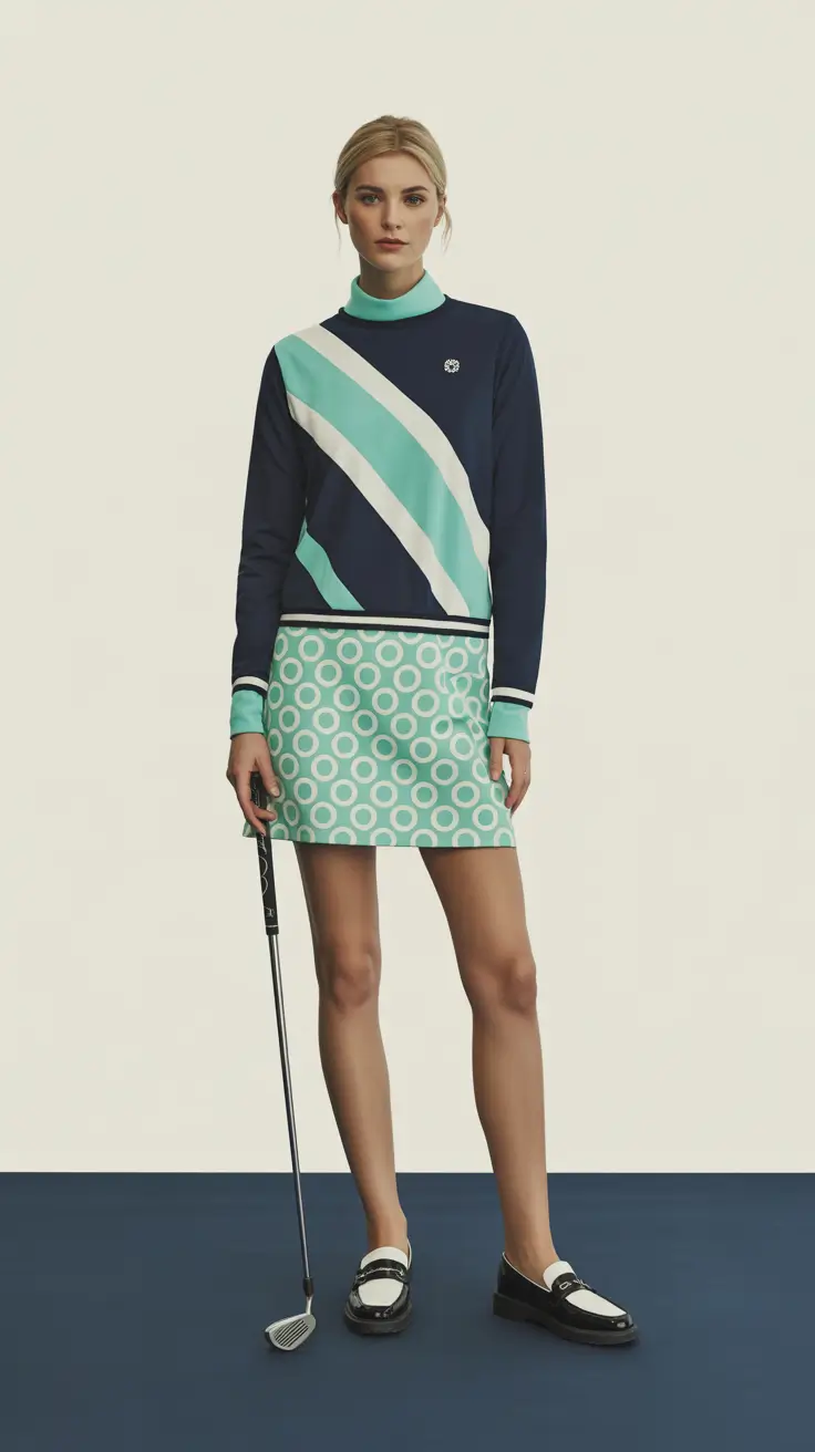 best-spring-golf-outfits-for-women-2026-Diagonal-Stripes-with-Retro-Futurist-Charm