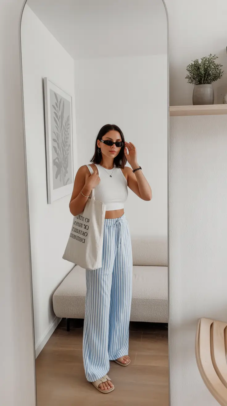 spring vacation outfits 2026 Soft Coastal Stripes for Easy Spring Days