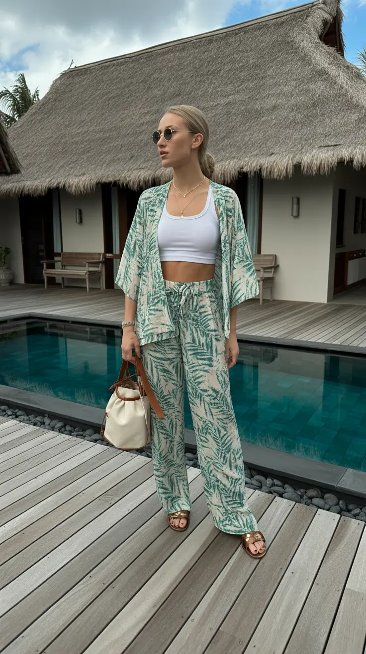 spring vacation outfits 2026 Tropical Lounge Set for Resort-Level Comfort