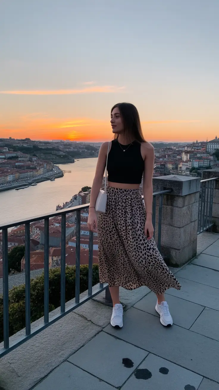 spring vacation outfits 2026 Leopard Breeze at Golden Hour