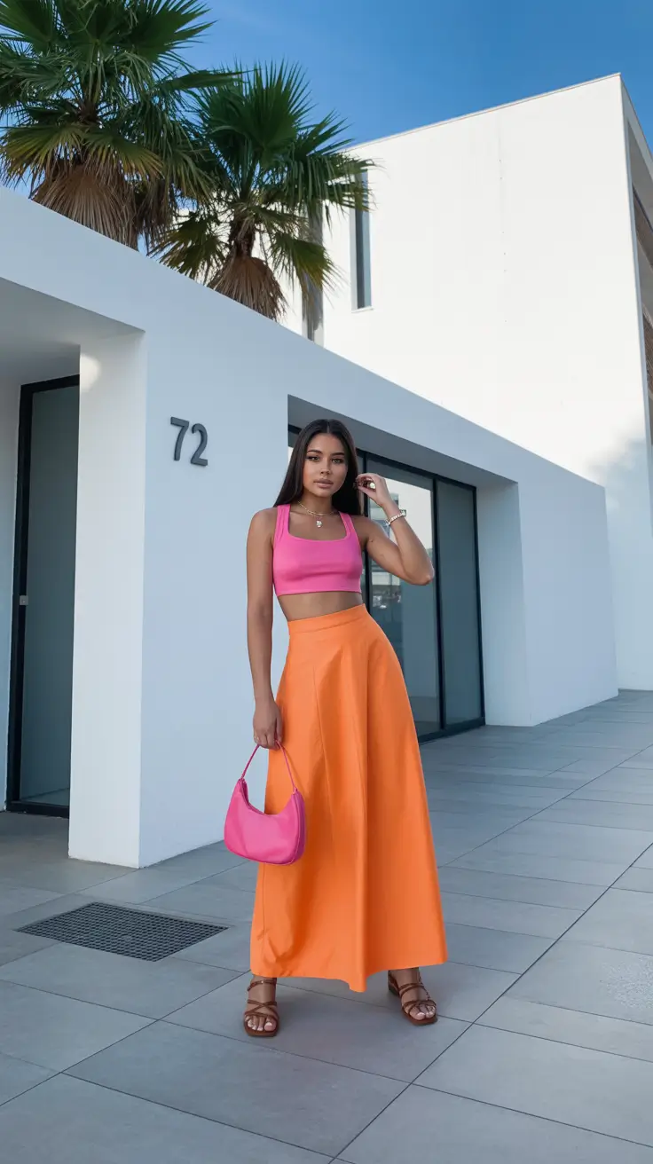 spring vacation outfits 2026 Bold Color Blocking for Sunny Getaways