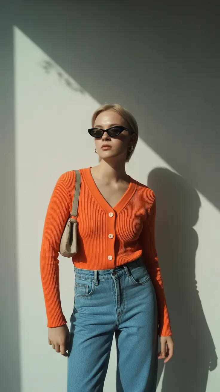 spring y2k outfits 2026 Bright Citrus Minimalism With Classic Denim