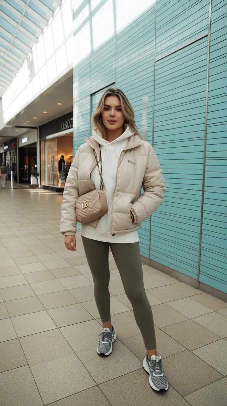 leggings outfit spring 2026 Warm Beige Layers for an Everyday Casual Spring Outfit