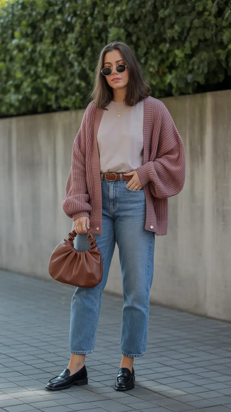 midsize spring outfits 2026 Soft-Knit-Layers-With-Classic-Denim-Simplicity