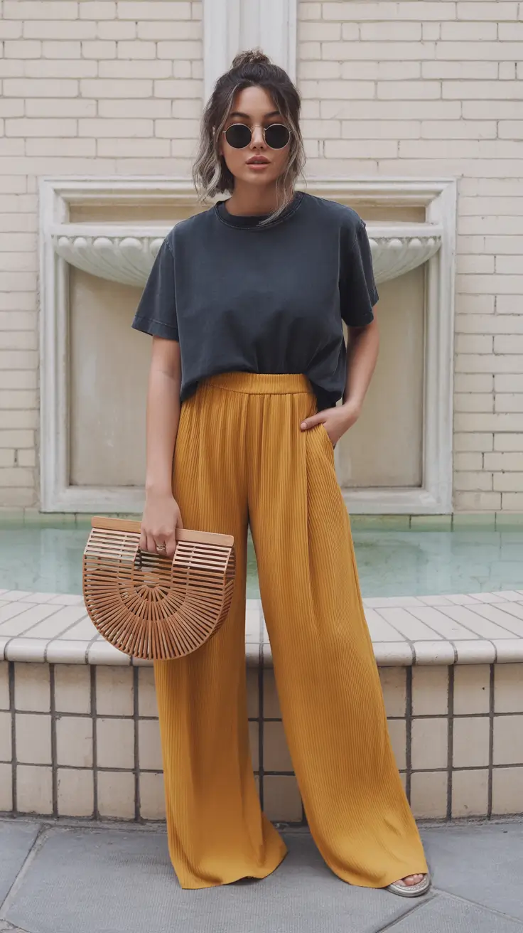 midsize spring outfits 2026 Elegant-Wide-Leg-Pleats-With-Relaxed-Minimalist-Balance