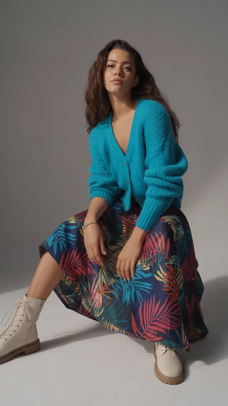modest spring outfits 2026 Tropical Skirts and Cozy Cardigans for Bright Spring Days