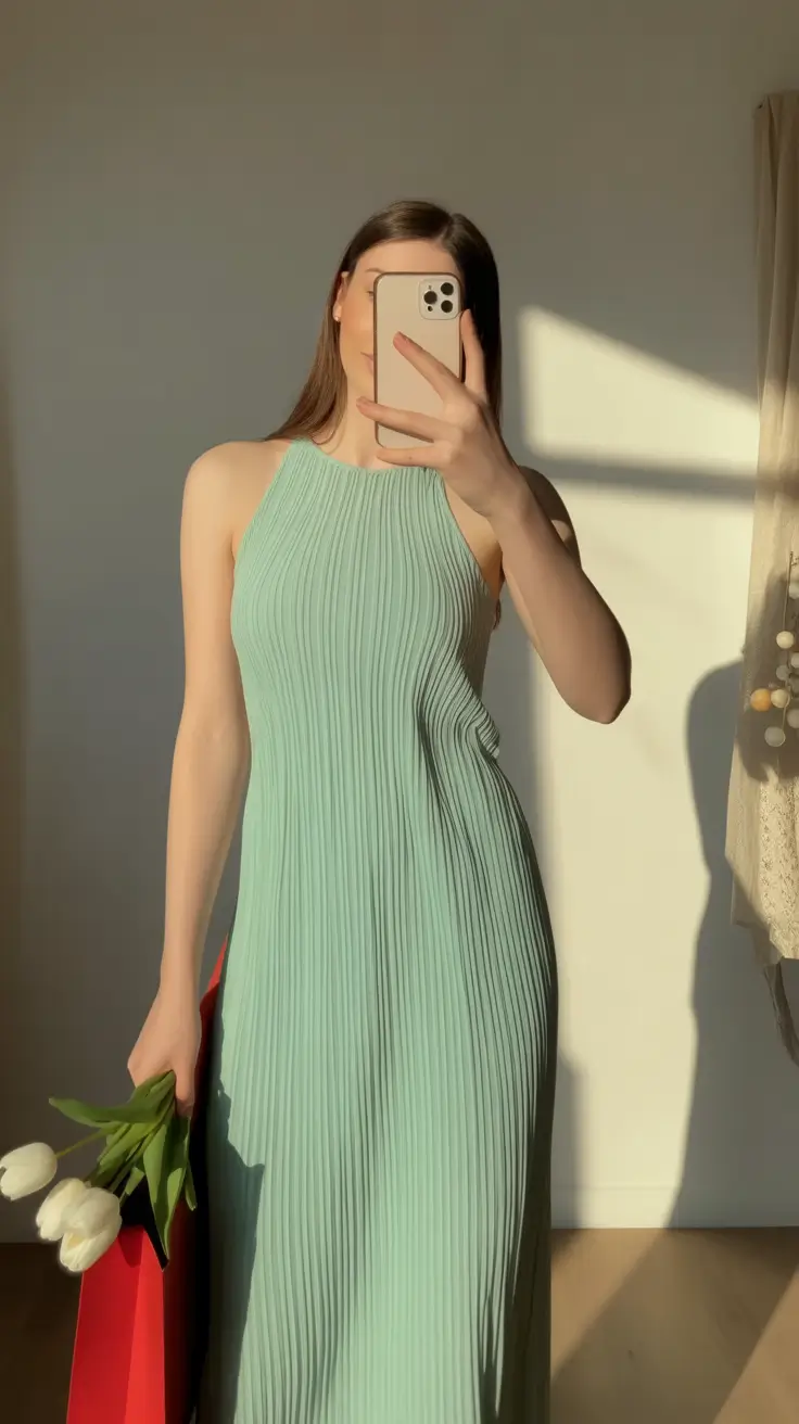 spring formal outfits 2026 Mint Pleated Glow