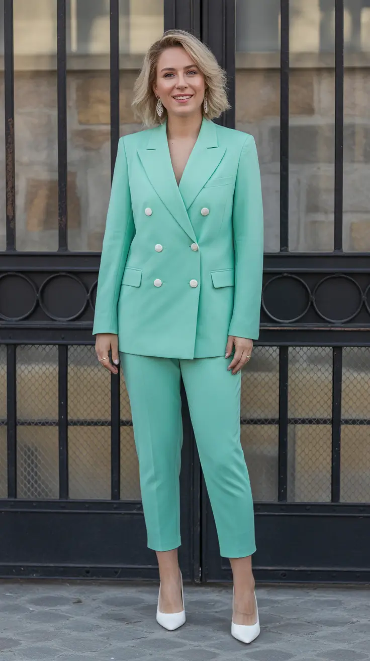 spring formal outfits 2026 Mint Suit with Polished Flair