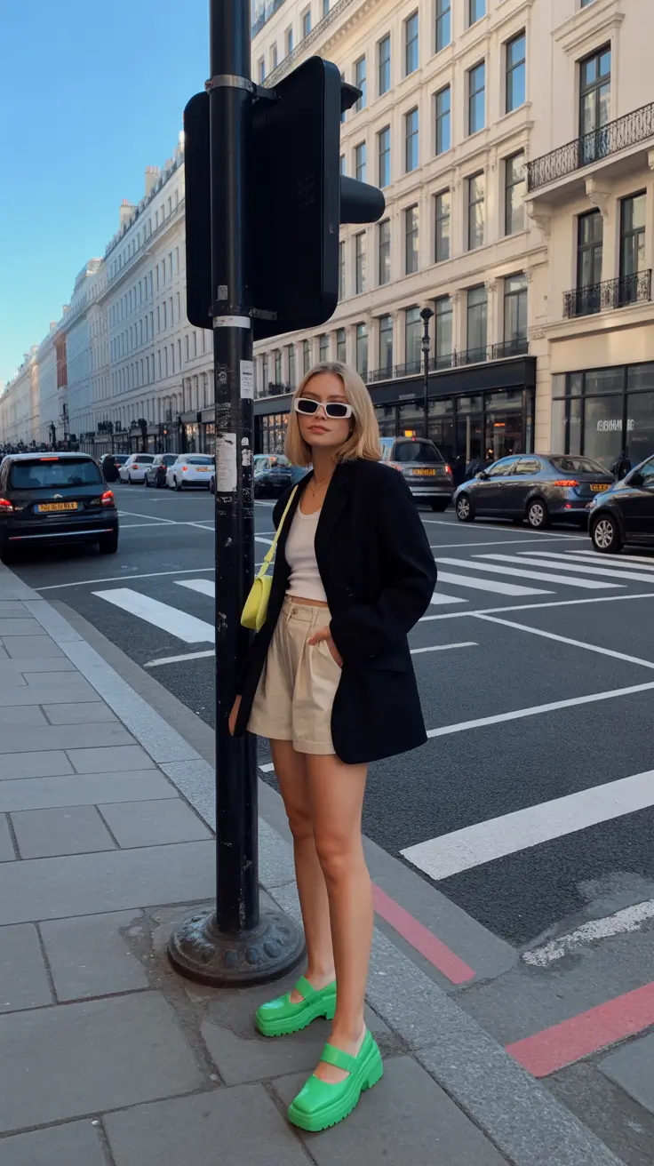 london spring outfit 2026 Minimalist Neutrals With a Neon Pop