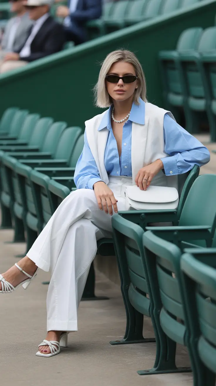 old money spring outfits 2026 Country Club Layers in Blue and White