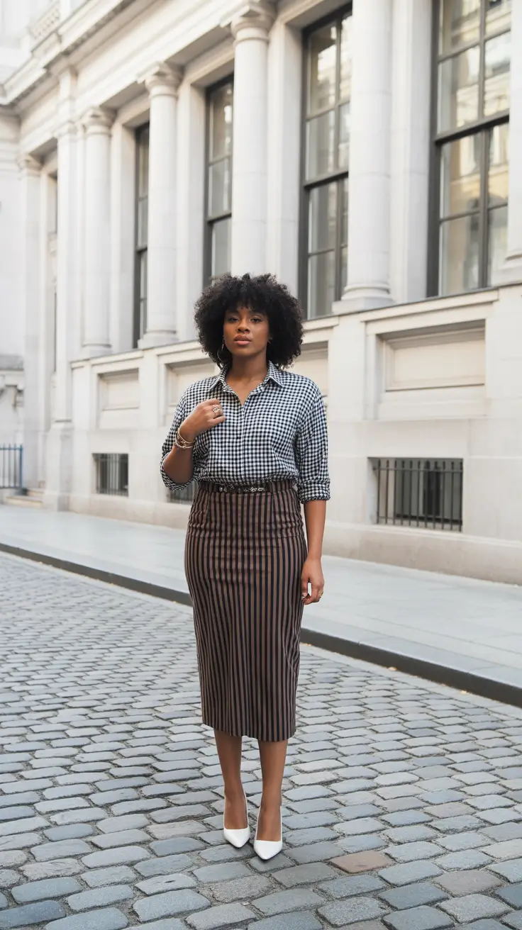 simple spring outfits 2026 Mixed Patterns With City-Girl Precision