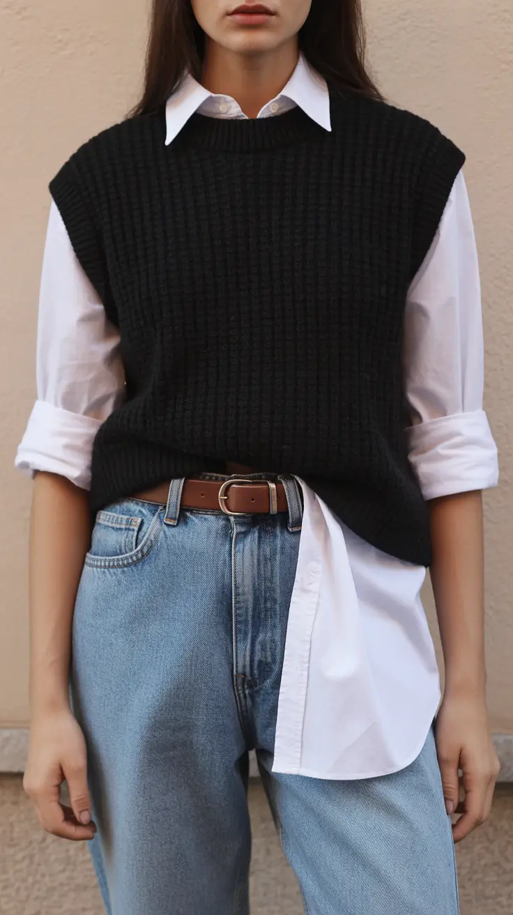 simple spring outfits 2026 Layered Knits With Classic Denim