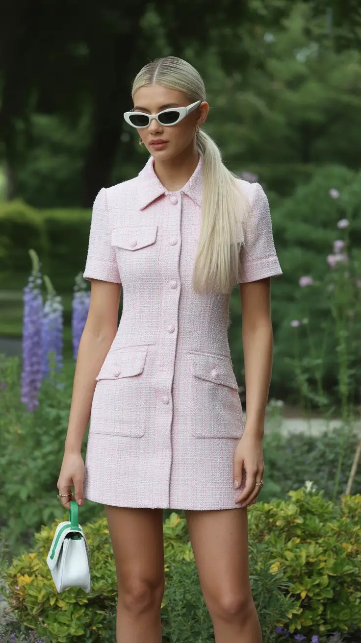 old money spring outfits 2026 Pastel Tweed Charm with Iconic Spring Structure