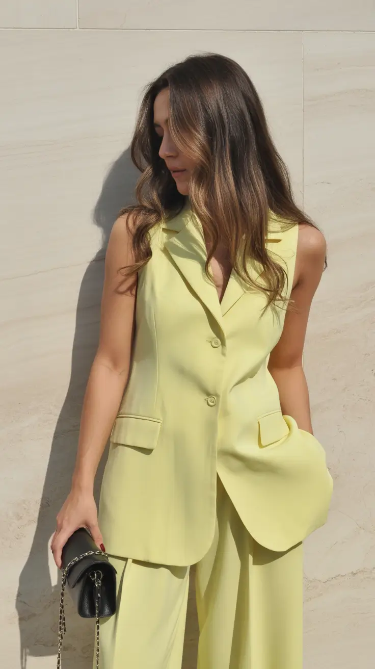 old money spring outfits 2026 Soft Citrus Tailoring with Modern Minimal Edges