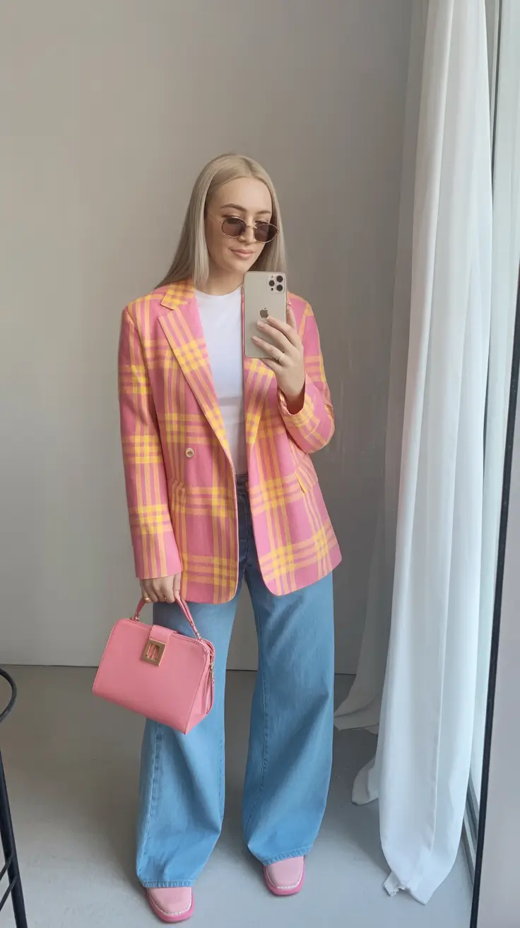effortless spring capsule wardrobe 2026 Pink Plaid Power With a Modern European Twist